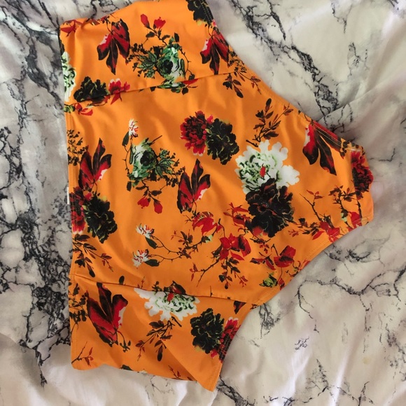 Gold floral high rise swim bottoms - Picture 5 of 5